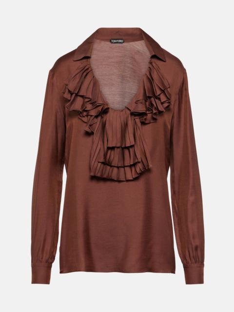 Ruffled twill blouse