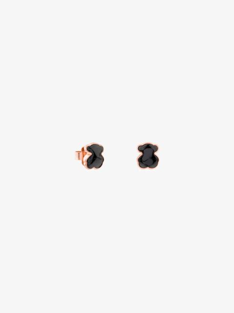 TOUS Rose 18K gold vermeil TOUS Motif Earrings with faceted Onyx