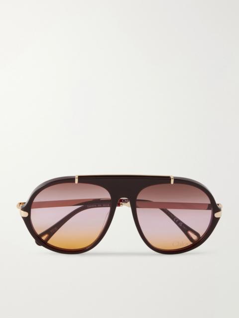 Chloé Aly aviator-frame acetate sunglasses Black