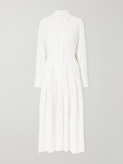 Erdem Embroidered Cotton-voile Midi Dress