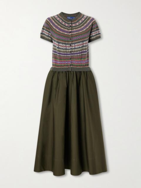 Polo Ralph Lauren Striped Wool, Cotton And Cashmere-blend Midi Dress