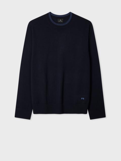 Paul Smith Navy Contrast-Collar Merino Wool Sweater