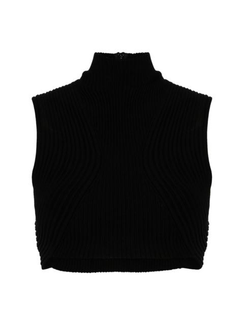 ribbed-knit wool crop top