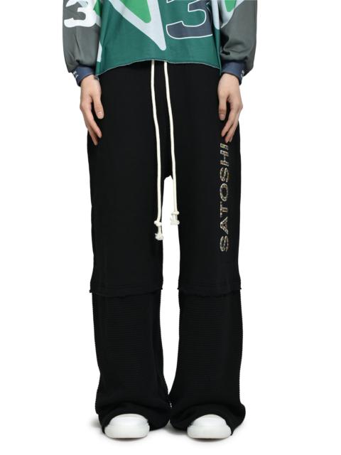 SATOSHI NAKAMOTO STUDDED DOUBLE LAYER SWEATPANT / BLK