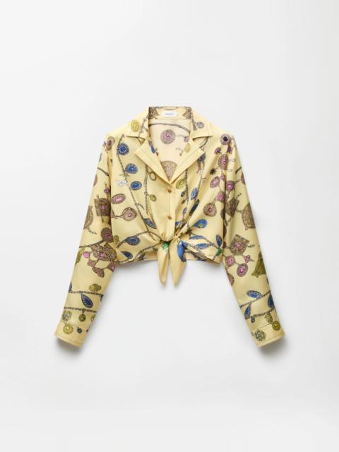 VERSACE Printed Crop Silk Twill Shirt