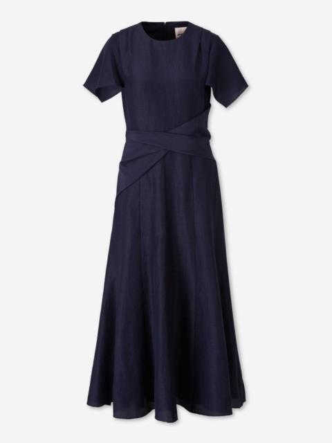 ROLAND MOURET DRAPED MIDI DRESS