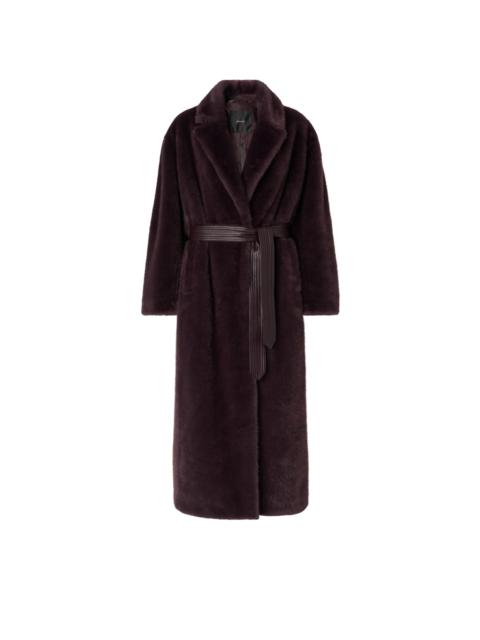 PINKO LONG FAUX FUR COAT WITH BELT