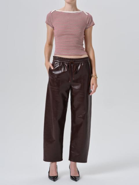 Citizens of Humanity Baby Waffle Tee In Burgundy Cream Stripe