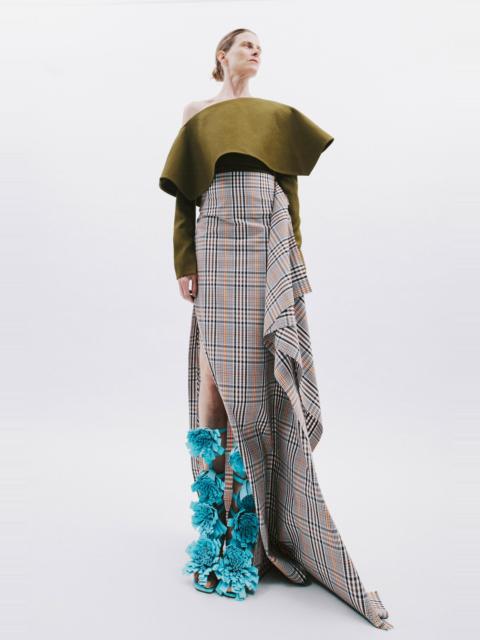 A.W.A.K.E. MODE SIDE PANEL PENCIL SKIRT BROWN CHECK