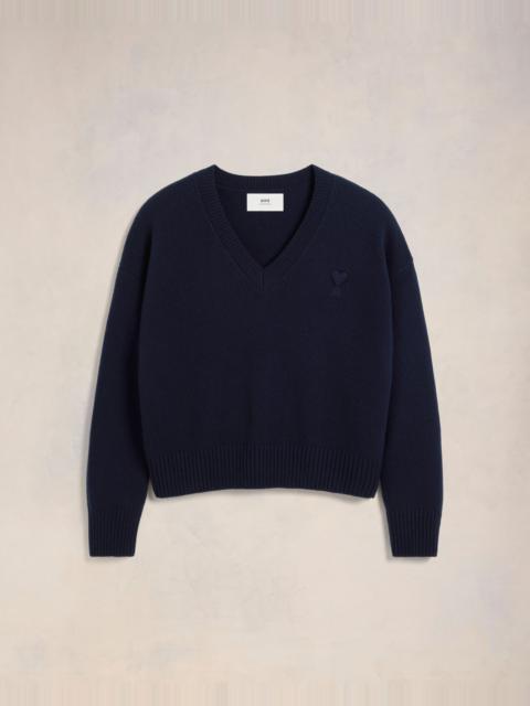AMI Paris EMBOSSED AMI DE COEUR V NECK SWEATER