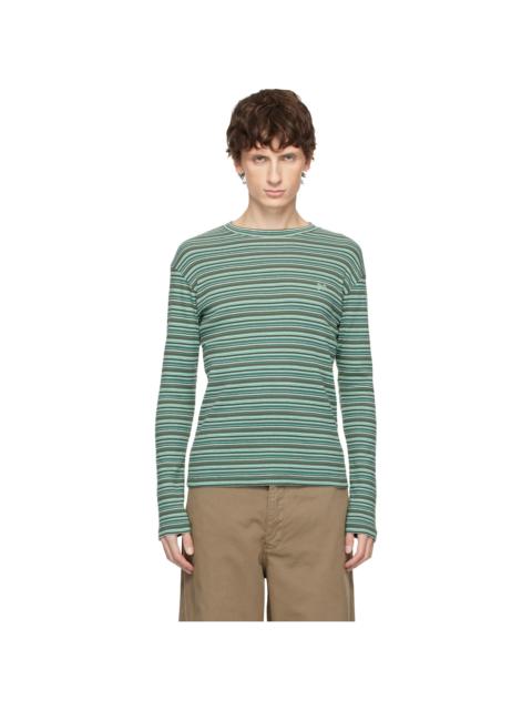 ERL Green Striped Long Sleeved T-shirt