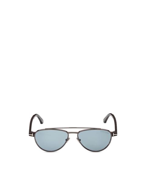 TOM FORD double-bridge pilot-frame sunglasses