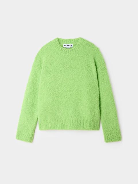 SUNNEI ASTRAKAN ROUND NECK SWEATER / acid green