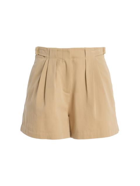 ULLA JOHNSON Kira Pleated Cotton Mini Shorts nude