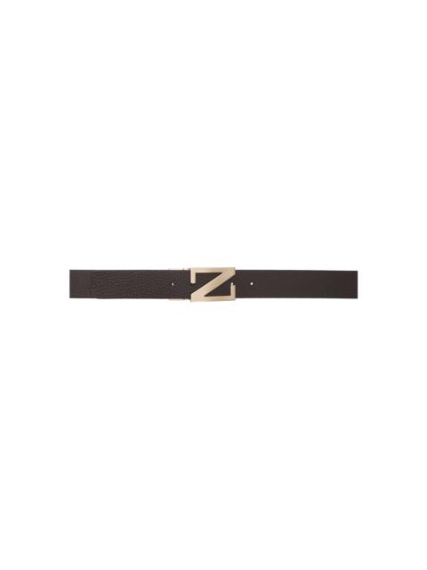 ZEGNA Brown Leather Reversible Belt
