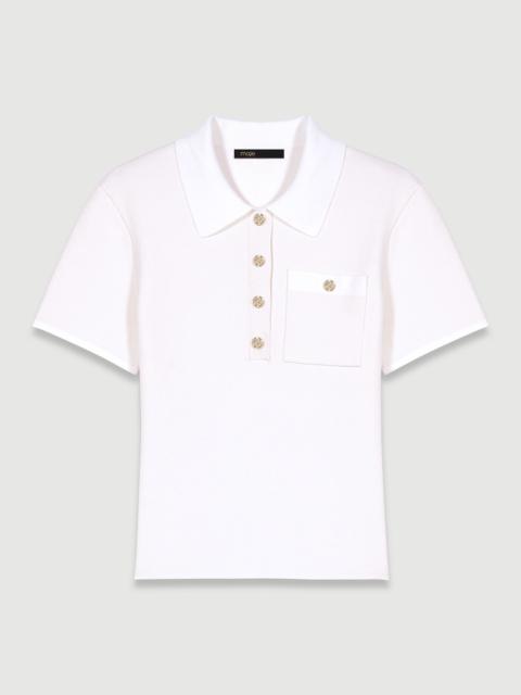 maje Polo collar knit top