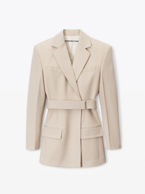 Belted Blazer Dress In Wool Tailoring