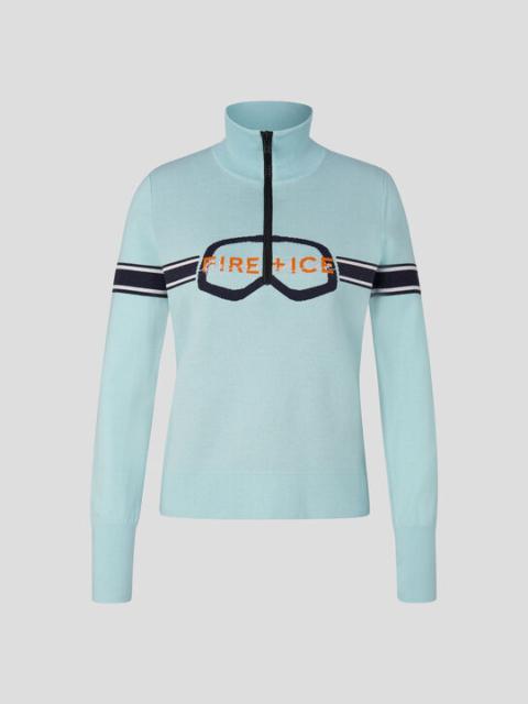 BOGNER Azra Half-zip knitted pullover in Ice blue