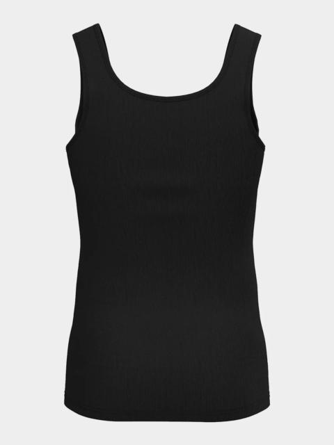 VERSACE Logo Rib-Knit Cotton Tank
