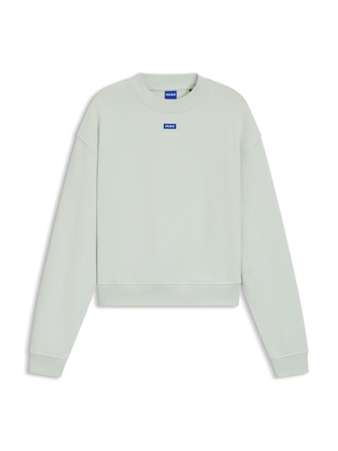 HUGO COTTON-TERRY SWEATSHIRT WITH BLUE LOGO