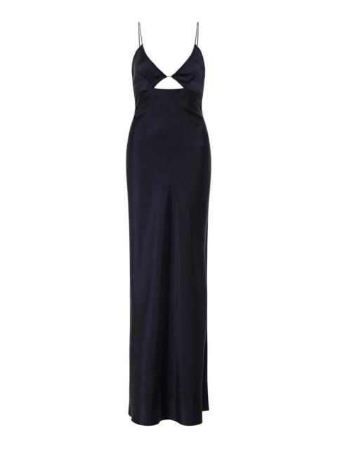 ST. AGNI Silk-Blend Bias-Cut Slip Dress black