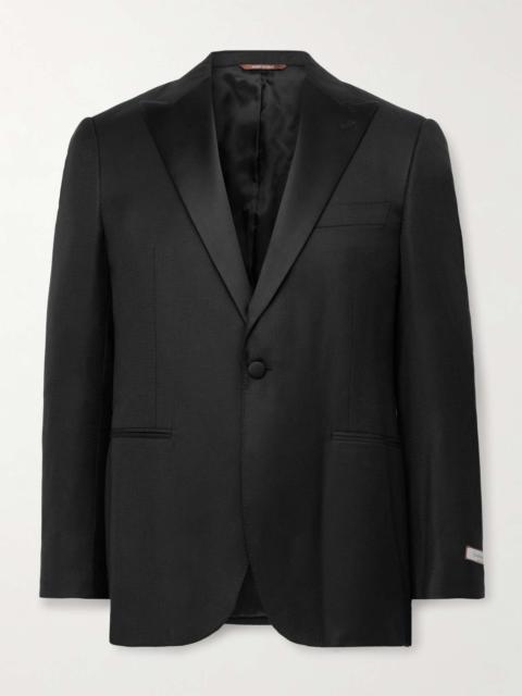 Canali Satin-Trimmed Wool and Lyocell-Blend Jacquard Tuxedo Jacket