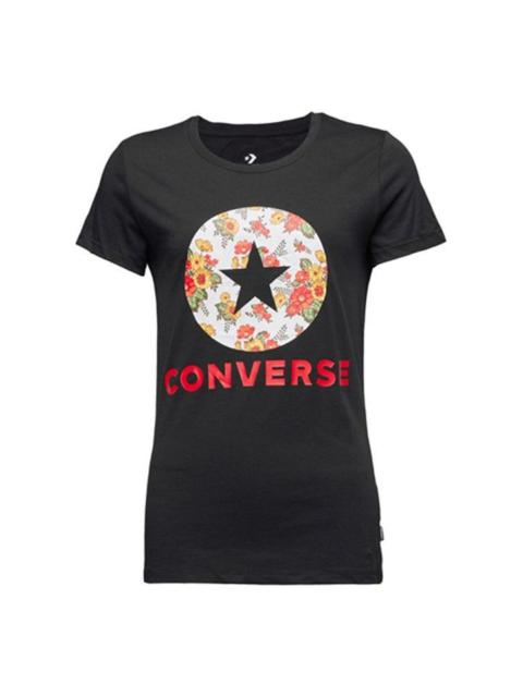 Converse (WMNS) Converse Flowers Printing Short Sleeve Black 10017396-A01