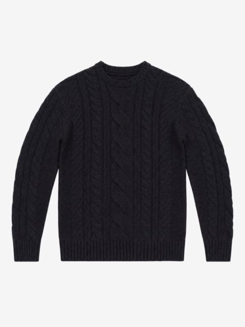 The Kooples NAVY WOOL CABLE-KNIT CREW-NECK SWEATER