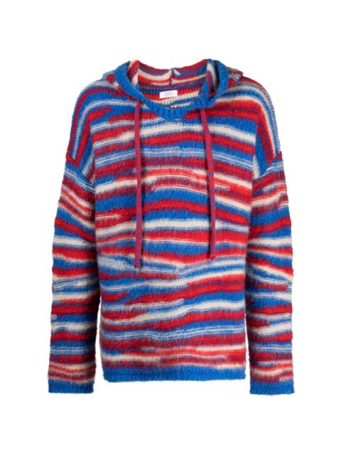 striped intarsia-knit hoodie