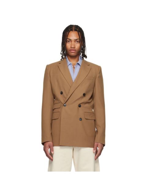 Dries Van Noten Tan Regular Fit Wool Blazer
