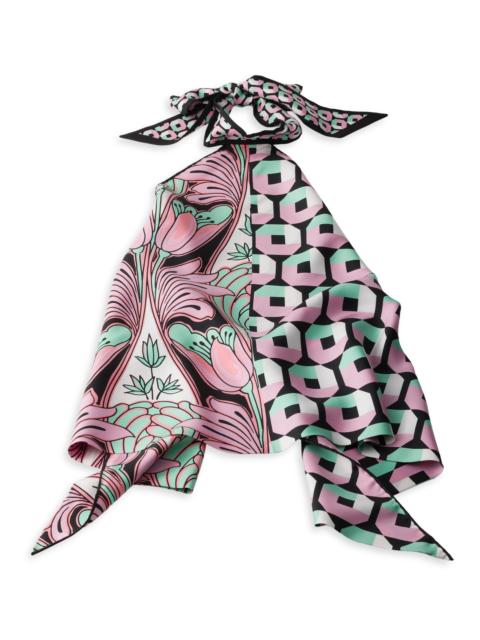 Prada Women's Printed Silk Twill Top - Green