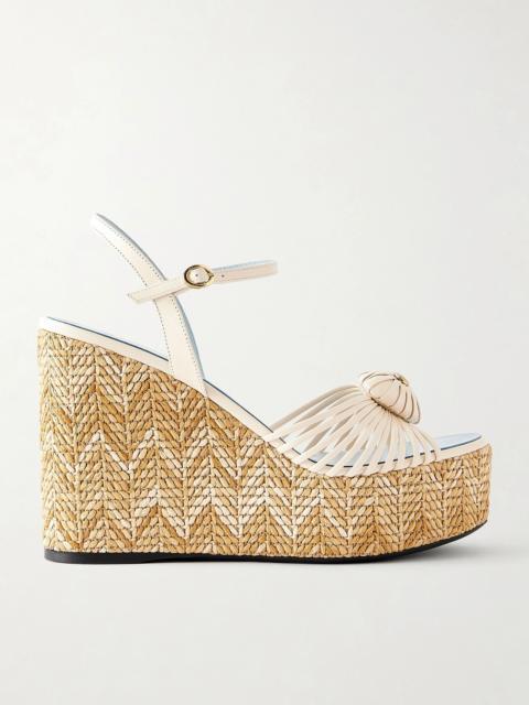 Valentino Coeur Royal 40 Embellished Leather Wedge Espadrilles