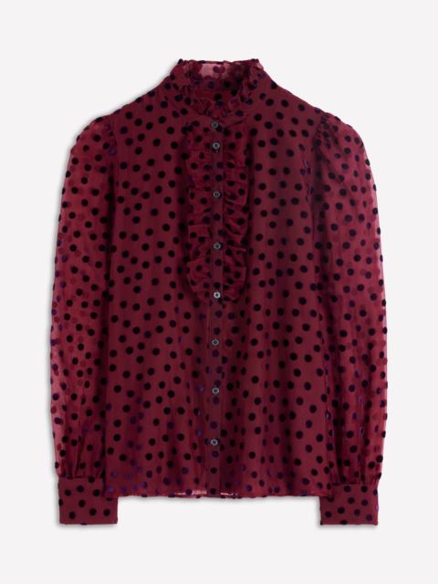 BODEN Sasha Devore Velvet Top-Deep Wisteria Spot