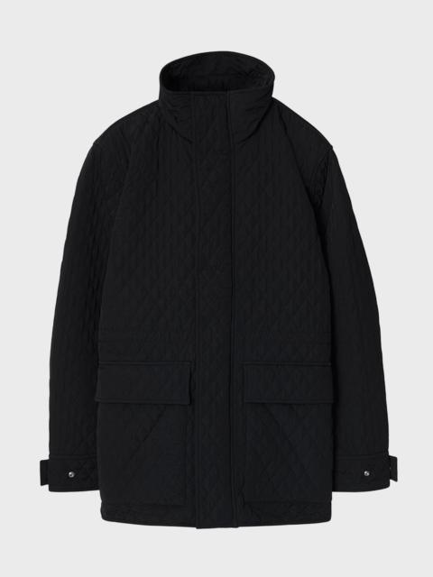 Check-Hood Short Quilted Parka Jacket