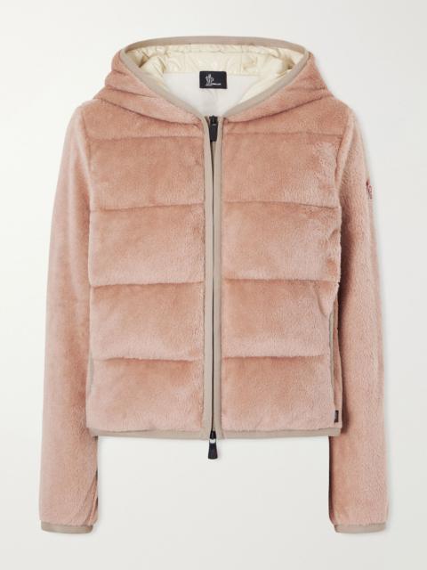 Moncler Grenoble Hooded quilted padded plush down ski jacket Baby pink