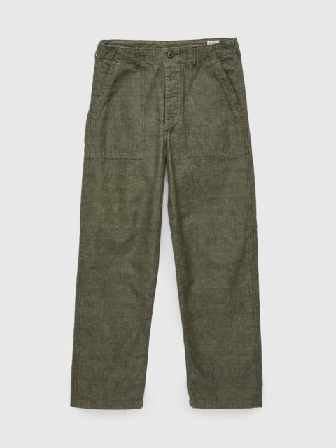 orSlow Chambray Straight Fatigue Pants in Dusty Olive