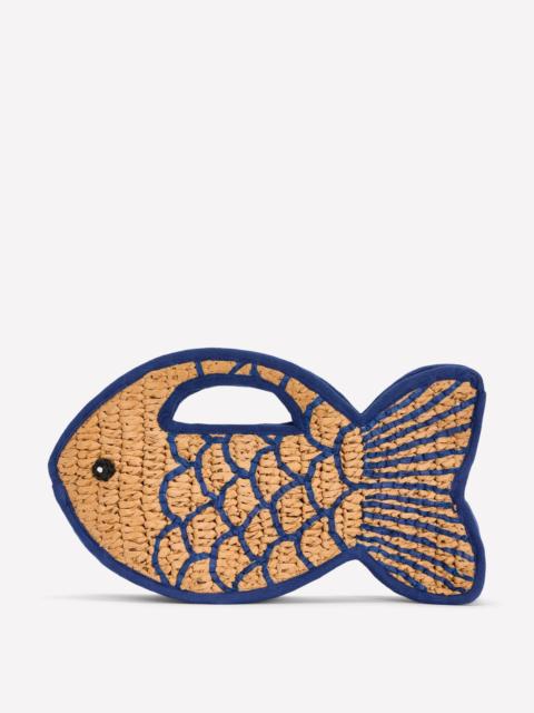 BODEN Novelty Fish Clutch-Natural/Bright Blue