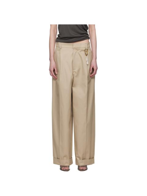 DARKPARK Beige Danielle Wide Leg Trousers