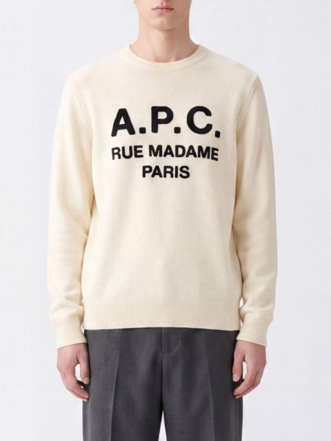 A.P.C. A. P.C. Crewneck Virgin Wool Sweater with Contrast Logo Lettering