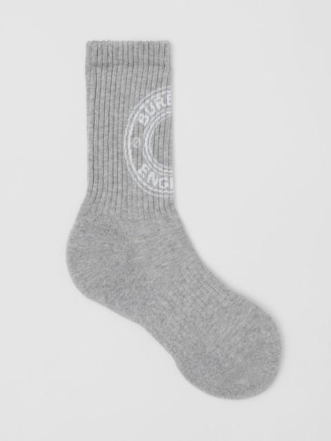 Burberry Logo Graphic Intarsia Technical Stretch Cotton Socks