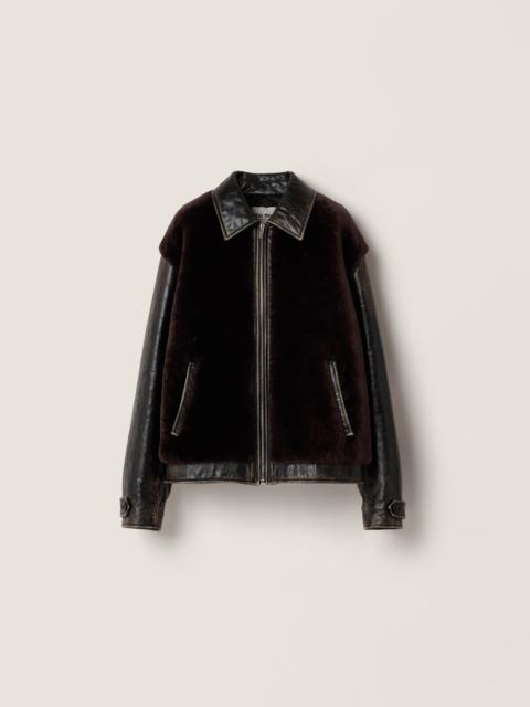 Miu Miu Leather and shearling blouson jacket