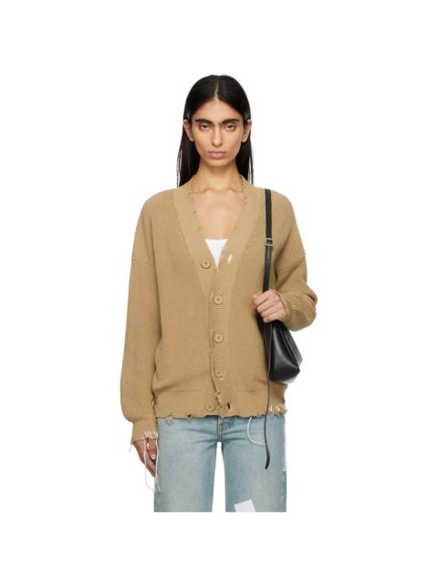 MM6 Maison Margiela Beige Eaten Knit Cardigan