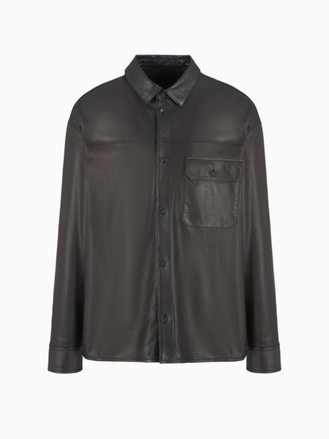 EMPORIO ARMANI Loose-fit shirt in glove-quality nappa lambskin