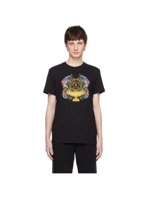 VERSACE JEANS COUTURE Black V-Emblem Garden T-Shirt