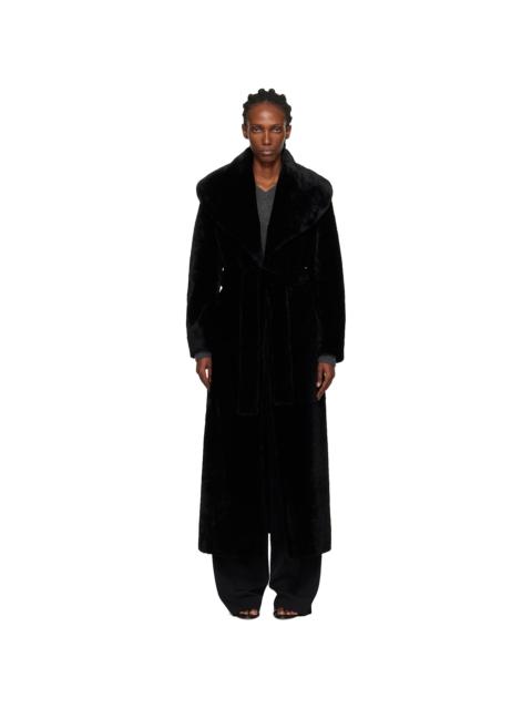 NOUR HAMMOUR Black Giovanna Enveloping Shearling Coat