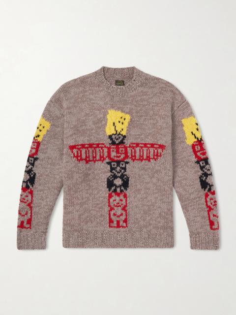 Kapital Peckish Totem Pole Intarsia Wool Sweater