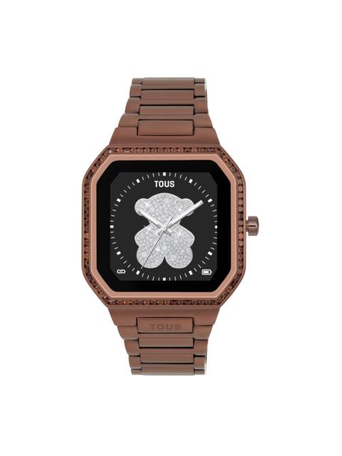 TOUS Smartwatch with brown steel bracelet and zirconias B-Connect