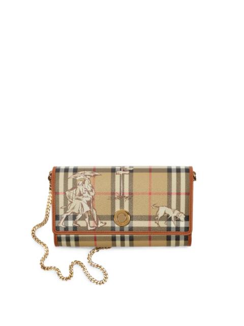 Burberry Check Mates chain strap wallet
