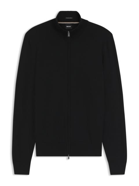 BOSS ZIP-UP SWEATER IN MERINO WOOL
