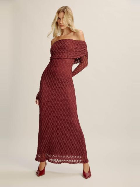 BARDOT Adoni Off Shoulder Maxi Dress In Deep Plum